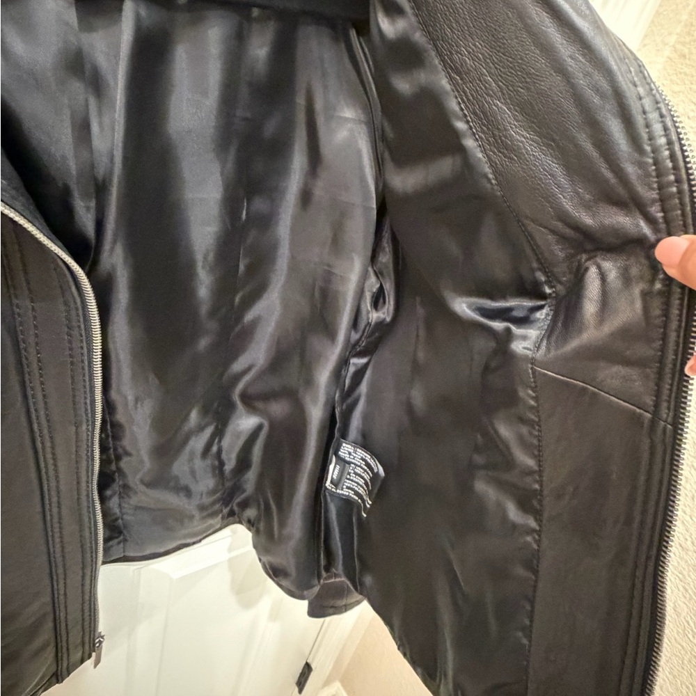 Michael Kors Black Leather Zip-Front Moto Jacket - Picture 6 of 11